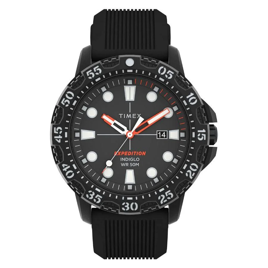 Timex Expedition Gallatin — ponteiros vermelhos — vista frontal